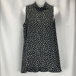 Black and White Hi Low Sleeveless Top